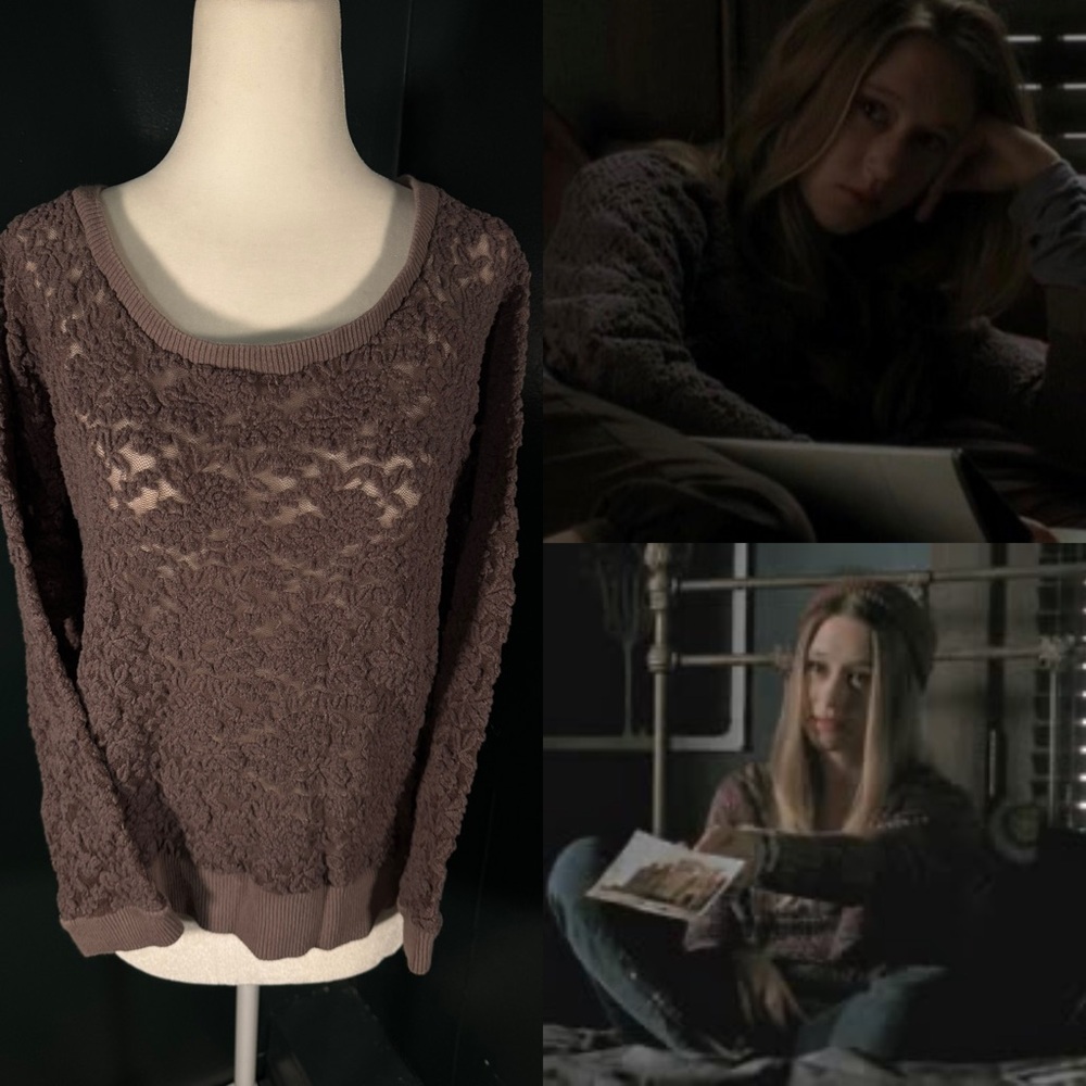 Free People • All Over Brushed Lace Pullover Sweater • SA ASO Violet Harmon RARE